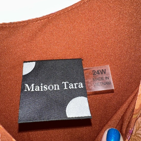 Maison Tara Vibrant Orange and Purple Dress - Picture 2 of 2